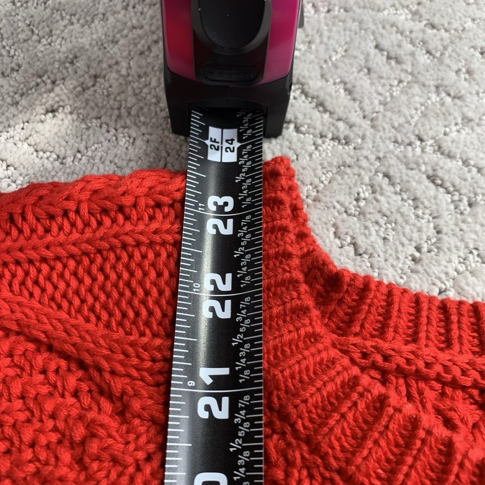 Gap Chunky Cable Knit Sweater Womens Small Red 100% Cotton Crewneck - Picture 5 of 9